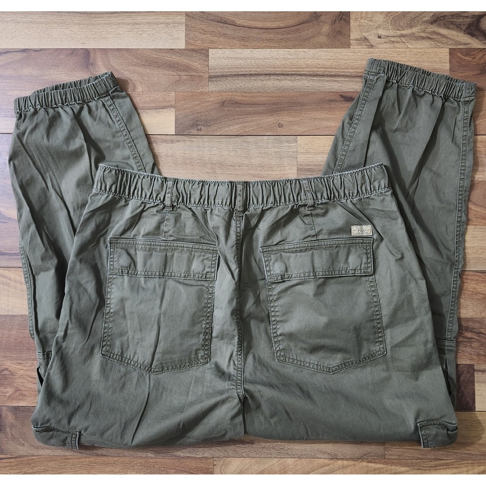 Polo Ralph Lauren Cargo Jogger Pants Green Cargo Military Utility Large Euc